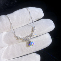 Collier pendentif goutte d'eau en moissanite 1 carat couleur D VVS, motif fleur d'épi de blé, en argent 925 de luxe avec certificat GRA, pour femme