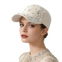 Casquette de baseball amincissante en velours 100 % polyester, brodée à la machine, ornée de strass, nouvelle collection hiver transfrontalière à 6 panneaux