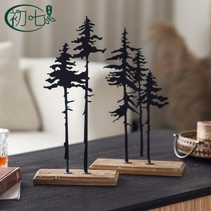 Adorno de árbol de hierro moderno y sencillo, decoración rectangular negra para escritorio, decoración navideña para el hogar - Product Image 3