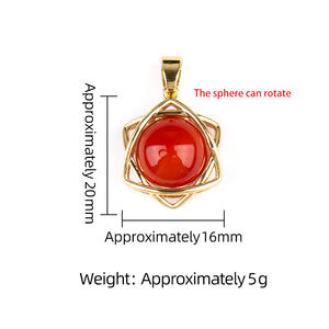 Grosir kalung bola Amethyst alami liontin Hexagram tembaga bola Quartz mawar batu penyembuh kristal untuk hadiah DIY - Product Image 4