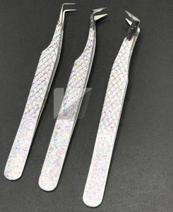 Pince à épiler en acier durable japonais à paillettes blanches personnalisées pointe pointue matériau inoxydable avec logo personnalisé - Product Image 5