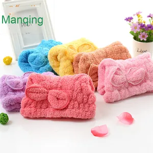 Bonnet de bain en molleton de corail épaissi à séchage rapide Bow Princess Design Bonnet de séchage des cheveux pour enfants Cadeaux promotionnels d'entreprise confortables - Product Image 2
