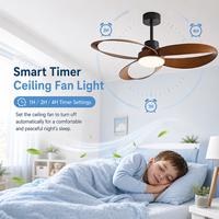 Ventilateur de plafond moderne avec lumière LED à intensité variable, pales en bois creuses, moteur silencieux de haute qualité, couleur personnalisable