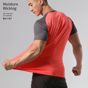 T-shirt de sport pour homme à séchage rapide, respirant, élastique, anti-transpiration, impression personnalisée OEM, 90% polyester, 10% élasthanne - Product Image 1