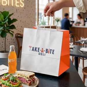 Bolsas de Papel Kraft Blancas Reciclables y Desechables Ecológicas Personalizadas para Restaurante, Hamburguesas, Sándwiches y Hot Dogs - Product Image 3