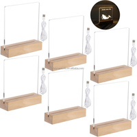 Socle d'exposition rectangulaire en bois avec base de lampe à LED Base de veilleuse gravée pour plexiglas acrylique Base de lampe à LED en bois