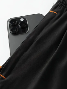 Dropshipping Short athlétique pour homme, polyester respirant à séchage rapide avec poches zippées et cordon de serrage, style sportif de couleur unie - Product Image 4