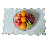 Nappe en lin blanc texturé, broderie européenne, couvre-table, set de table en lin texturé pour la maison et l'hôtellerie, vente en gros, direct usine