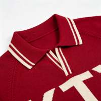 Pull en tricot pour homme personnalisé avec logo OEM & ODM, manches longues, col polo, jacquard, lettres brodées, tricoté