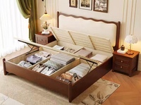 Ensemble de meubles de chambre à coucher King Size, lit simple, lit double, lit King Size avec rangement en bois, lit classique nordique en bois