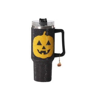 <span class=keywords><strong>Taza</strong></span> de regalo con cara de <span class=keywords><strong>calabaza</strong></span> para fiesta de Halloween, vaso enfriador de hielo montado en coche con diamantes de acero inoxidable de gran capacidad de 40oz, disponible para - Product Image 6