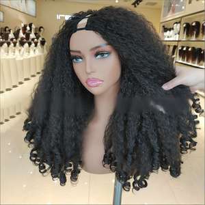 Perruque synthétique HAIRCUBE en cheveux naturels lisses africains, résistante <span class=keywords><strong>à</strong></span> la chaleur, haute température, avec bandeau élastique, noire, effet lâche, photo réelle - Product Image 3