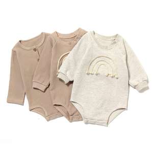 Ropa de Bebé de 0 a 3 Meses, Mameluco de Bebé Recién Nacido con Diseño de Waffle, Ropa de Punto para Niños con Mangas Largas y Diseño de Arcoíris - Product Image 1