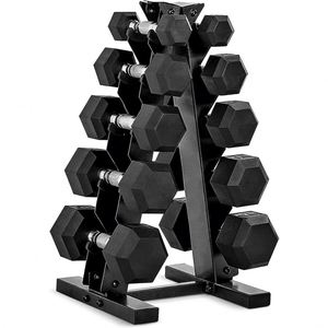 Venta Directa de Fábrica: Juego de Mancuernas Hexagonales con Soporte, 10kg, 20kg, 30kg, Mancuernas Hexagonales de Goma - Product Image 1