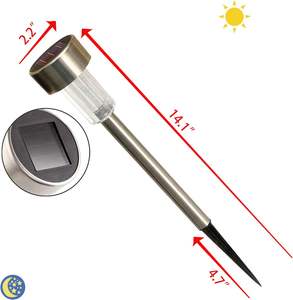 Venta al por mayor: Nuevo farol solar inalámbrico de acero inoxidable para jardín, con encendido/apagado automático, resistente al agua, para paisajismo. - Product Image 2