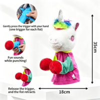 Marionnette de poignet en peluche sonore en gros, avec bouche mobile, modèles animaux (dinosaure, requin, licorne) et thèmes de boxe, pour jeu parent-enfant et anniversaire d'adolescent