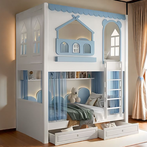 Letto a Castello in Legno per Bambini, <span class=keywords><strong>Design</strong></span> Moderno, per Camere da Letto, per Ragazze e Ragazzi, Letto a Due Piani Alto/Basso, Letto Genitore-Figlio - Product Image 5