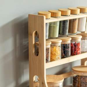 280ML Glass Canisters Bamboo Lids Spoons <b>Coffee</b> Containers Kitchen Accessories Spice Beans <b>Tea</b> <b>Sugar</b> Food Storage - Product Image 3