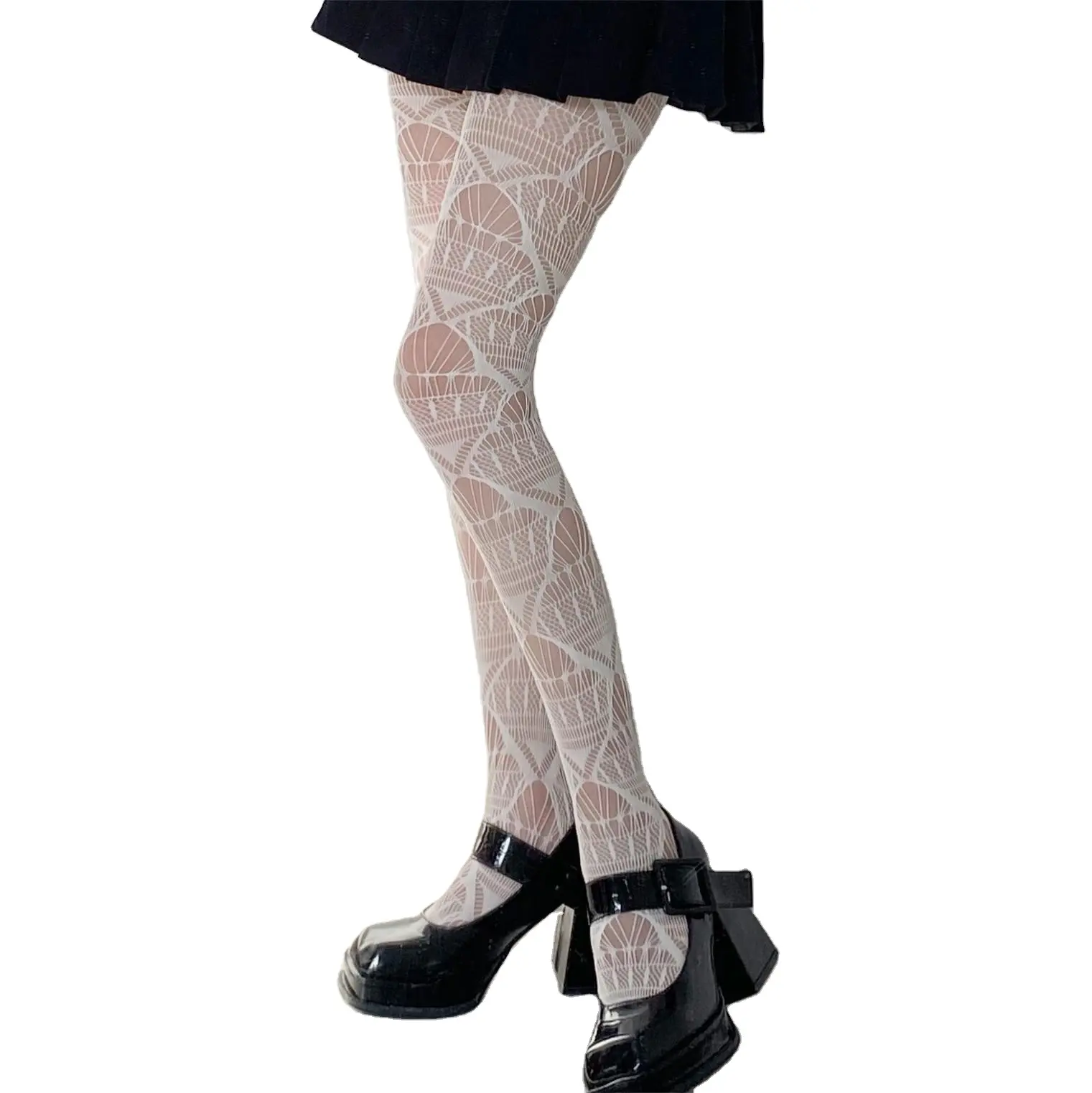 White Red Hollow-carved Design Pantyhose Tights Wholesale Sexy Fishnet Stylish Lace Personality Dress Stockings Women's Hosiery