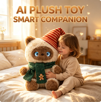 Peluche chat AI avec dialogue vocal intelligent, compagnon émotionnel, jouet en peluche ultra doux, style chaton de Noël