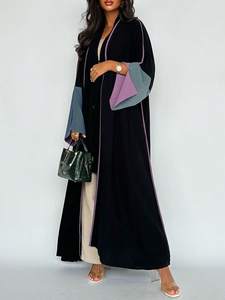 イスラム教徒のフルスリーブAbayasエレガントなKaftans Jilbabsアラビアイスラムマキシドレス中東女性ルーズオープンフロントアバヤ - Product Image 6