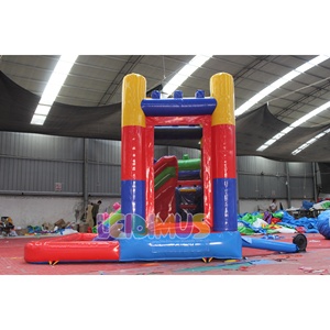<span class=keywords><strong>El</strong></span> <span class=keywords><strong>castillo</strong></span> hinchable con temática de bloques de construcción de color caramelo con tobogán acuático texturizado antideslizante es un modelo de mejora para padres e hijos - Product Image 2
