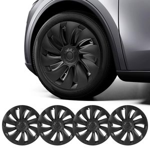 Enjoliveurs de <span class=keywords><strong>roue</strong></span> noirs mats en ABS de 19 pouces, 4 pièces, protection de jantes, enjoliveurs de remplacement pour Tesla Model Y Juniper 2025 2026 - Product Image 1