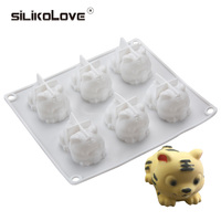 Diy Six Cavities 3d Animals Bunny Silikon Backform in Lebensmittelqualität für Schokoladekuchen Moussezubehör Kuchen Dekor