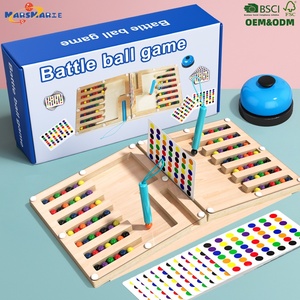 Nouveau jeu de société éducatif <span class=keywords><strong>Montessori</strong></span> en bois personnalisé avec stylo pour déplacer les billes, avec 40 cartes recto-verso pour enfants - Product Image 1