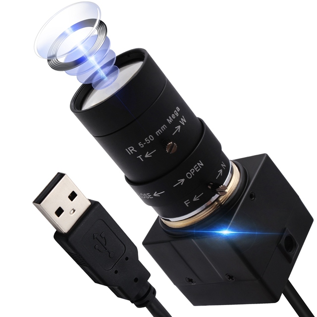 ELP 5Megapixel Zoom CS 5-50mm High Definition 2592x1944P CMOS Color Aptina Sensor Manual Focus HD USB 5MP Camera for 3D Printing