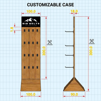 Présentoir rotatif sur pied en bois pour ceintures et accessoires, idéal pour les boutiques, avec crochets pour ceintures en cuir