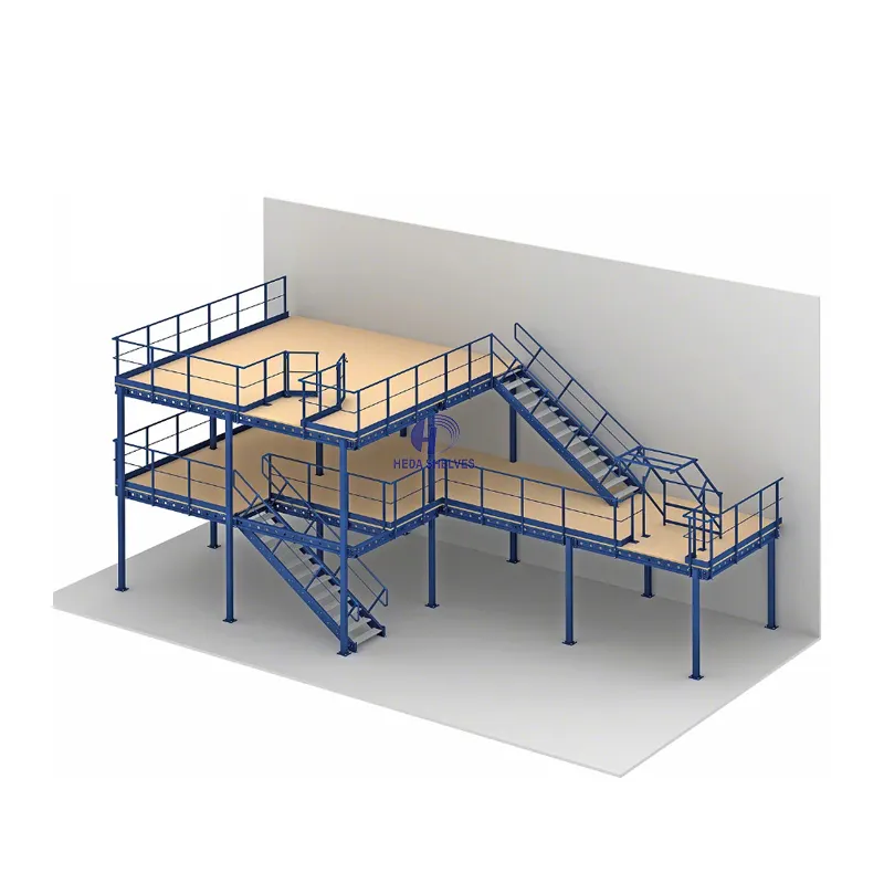 Heda Fabrikant Industriële Magazijn Rack Plank Mezzanine Stellingen Stalen Platform Mezzanine Stellingsysteem