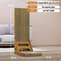 Griffoir vertical en L pour chat, en carton ondulé épais et résistant à l'usure, lit à griffer pour chat, écologique, grand espace, structure en bois stable