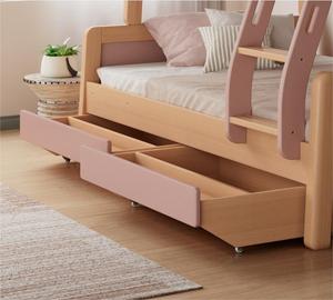 Meubles de chambre à coucher pour enfants bon marché, lit en bois massif de dessins animés, lit superposé pour enfants, table d'étude avec escalier et rangement, avec toboggan - Product Image 4