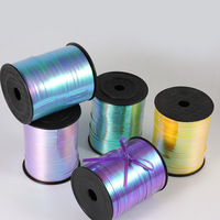 Ruban holographique de 5 mm, 500 yards, ruban arc-en-ciel irisé, ruban pour ballons, 10 couleurs pour la décoration de fête