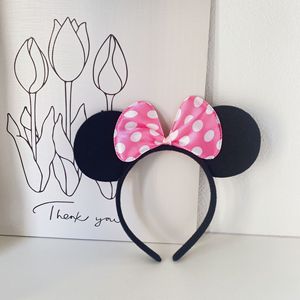 SongMay Ratón de dibujos animados Feliz cumpleaños Diadema Big Wave Point Ear Hair Band con lazo <span class=keywords><strong>Mickey</strong></span> Headband - Product Image 3