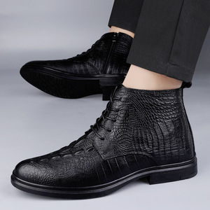 Bottes en cuir élégantes pour hommes de bonne qualité, bottes à bout pointu tendance, grandes tailles, bottes à la cheville pour hommes - Product Image 5