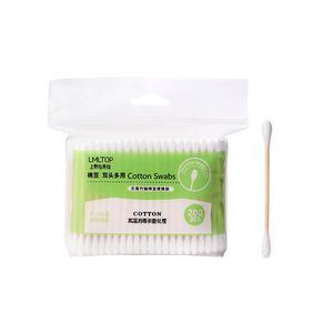 Hisopos de Bambú y Algodón LMLTOP de Doble Punta, 200 Unidades, Hisopos Multiusos para Maquillaje y Limpieza Facial - Product Image 1