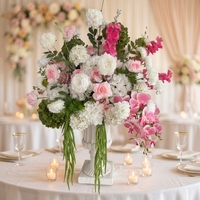Realistische Hochwertige Seiden-Kunstblumenkugeln Rosa & Grüne Rosensträuße Tischdekoration für Hochzeiten