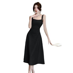 White Square Neck <b>Slip</b> Dress Women Summer 2025 Long Skirt Natural Waist Party Casual Elegant Style - Product Image 5