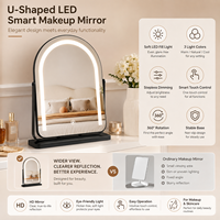 Miroir de maquillage rotatif à 360 degrés avec éclairage LED, gradation tactile, 3 couleurs, grand miroir de table avec base stable