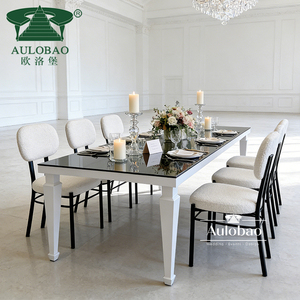 Glass Top White Iron Metal Banquet Rectangle Modern Wedding <b>Tables</b> - Product Image 4