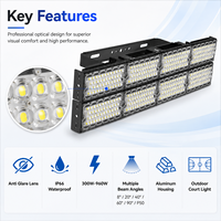 Luz LED para Cancha de Pickleball y Tenis, Exterior, IP66, Estadio Deportivo, 160LM/W, 300W, 500W, 600W, COB, Alta Luminosidad, Antideslumbrante