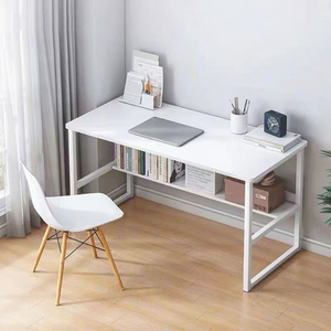 Bureau d'ordinateur moderne et simple blanc avec <span class=keywords><strong>étagère</strong></span> ouverte pour le rangement, idéal pour la maison, le bureau, la chambre ou le salon - Product Image 1