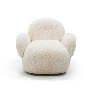 Sillón Individual Estilo Crema, Moderno y Elegante, para Sala de Estar o Dormitorio, Diseño Simple y Relajado, con Tapizado de Pelo Corto - Product Image 2