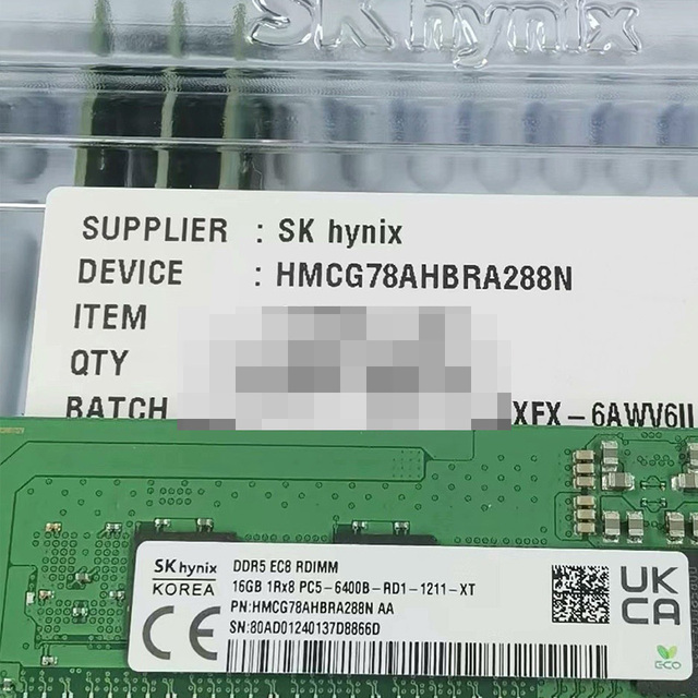 SK Hynix New Stock High Quality Server Workstation DDR5 16GB ECC RDIMM 6400MT/s RAM Memory Module HMCG78AHBRA 6400 16G