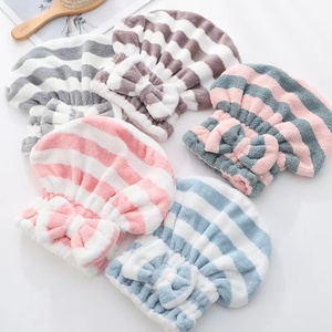 Serviettes de séchage capillaire en <span class=keywords><strong>microfibre</strong></span>, turban de séchage pour <span class=keywords><strong>cheveux</strong></span>, bonnet de séchage à nœud, enveloppe douce en polaire corail pour la salle de bain, le spa et l'hôtel - Product Image 1