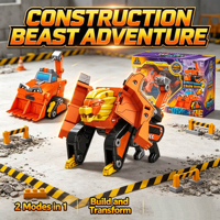 Ensemble de jouets 2-en-1 transformable : Robot Lion et Véhicule de Construction, Figurine d'Action à Collisions et Combinaisons pour Enfants Garçons, Cadeau