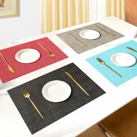 Set de table carré en PVC tressé haut de gamme Ningxin, résistant à la chaleur, antibactérien, antidérapant, style nordique, bicolore 2x2 pour table à manger