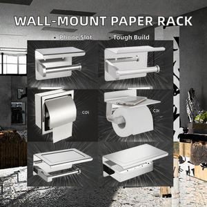 Industrial Wall-Mounted Toilet Tissue and Mobile Phone Storage Shelf Adhesive Bathroom <b>Paper</b> Towel <b>Holder</b> Rack ZF Global Export - Product Image 2